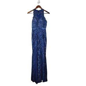 Aspeed Blue Lace Rhinestone Prom Dress Size S